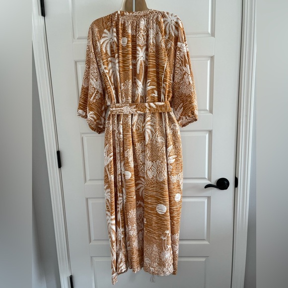 Desmond & Dempsey x H&M Linen Blend Belted Kaftan Midi Dress Size XXL Coastal - Picture 8 of 16